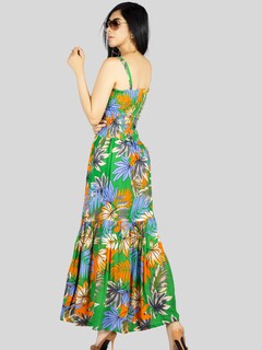 Foto 3 | Vestido Maxi Casual Mujer Ves-1016 Verde Oscuro Largo Cómodo De Tirantes