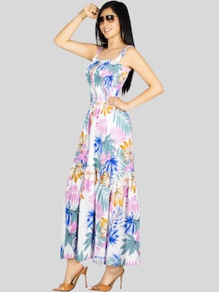 Foto 4 | Vestido Maxi Casual Mujer Ves-1016 Blanco Largo Cómodo De Tirantes