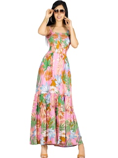 Foto 1 | Vestido Maxi Casual Mujer Ves-1016 Rosa Largo Cómodo De Tirantes