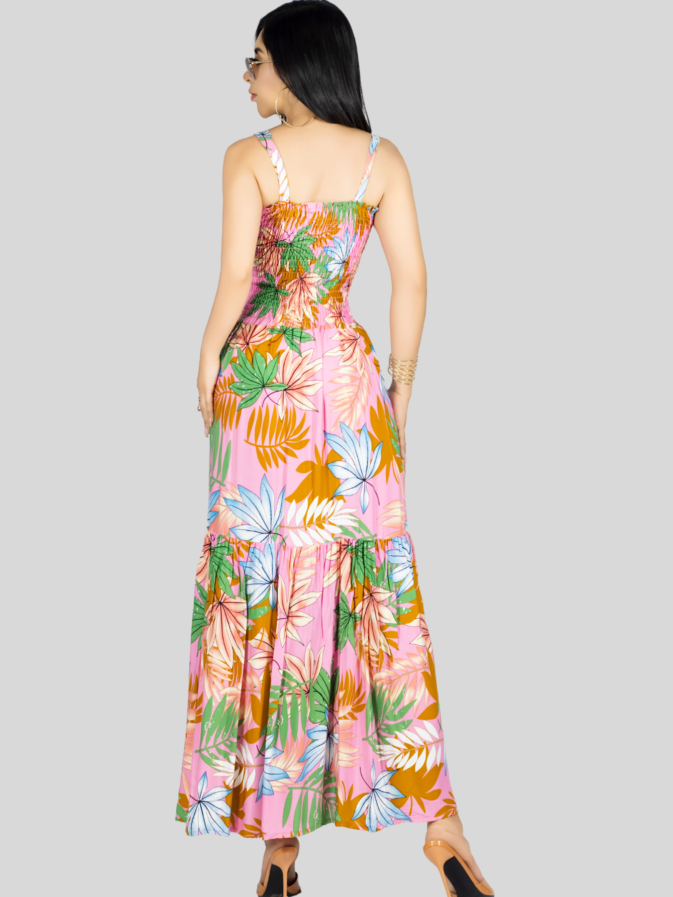 Foto 3 | Vestido Maxi Casual Mujer Ves-1016 Rosa Largo Cómodo De Tirantes