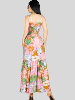 Foto 3 | Vestido Maxi Casual Mujer Ves-1016 Rosa Largo Cómodo De Tirantes