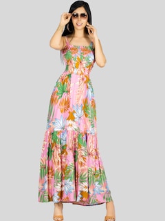 Foto 7 | Vestido Maxi Casual Mujer Ves-1016 Rosa Largo Cómodo De Tirantes