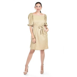 Foto 1 | Vestido De Lino Escote Cuadrado Roman Fashion /juvenil 1045 (moka) Cafe