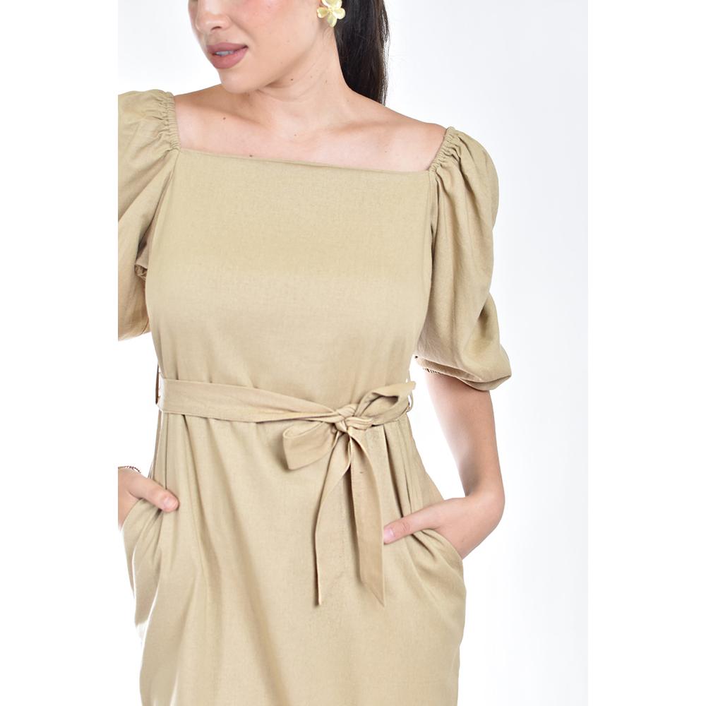 Foto 5 | Vestido De Lino Escote Cuadrado Roman Fashion /juvenil 1045 (moka) Cafe