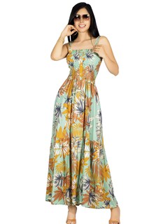 Foto 1 | Vestido Maxi Casual Mujer Ves-1016 Verde Claro Largo Cómodo De Tirantes