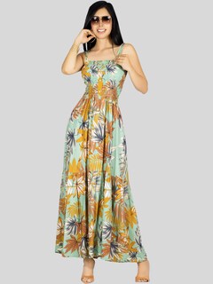 Foto 7 | Vestido Maxi Casual Mujer Ves-1016 Verde Claro Largo Cómodo De Tirantes