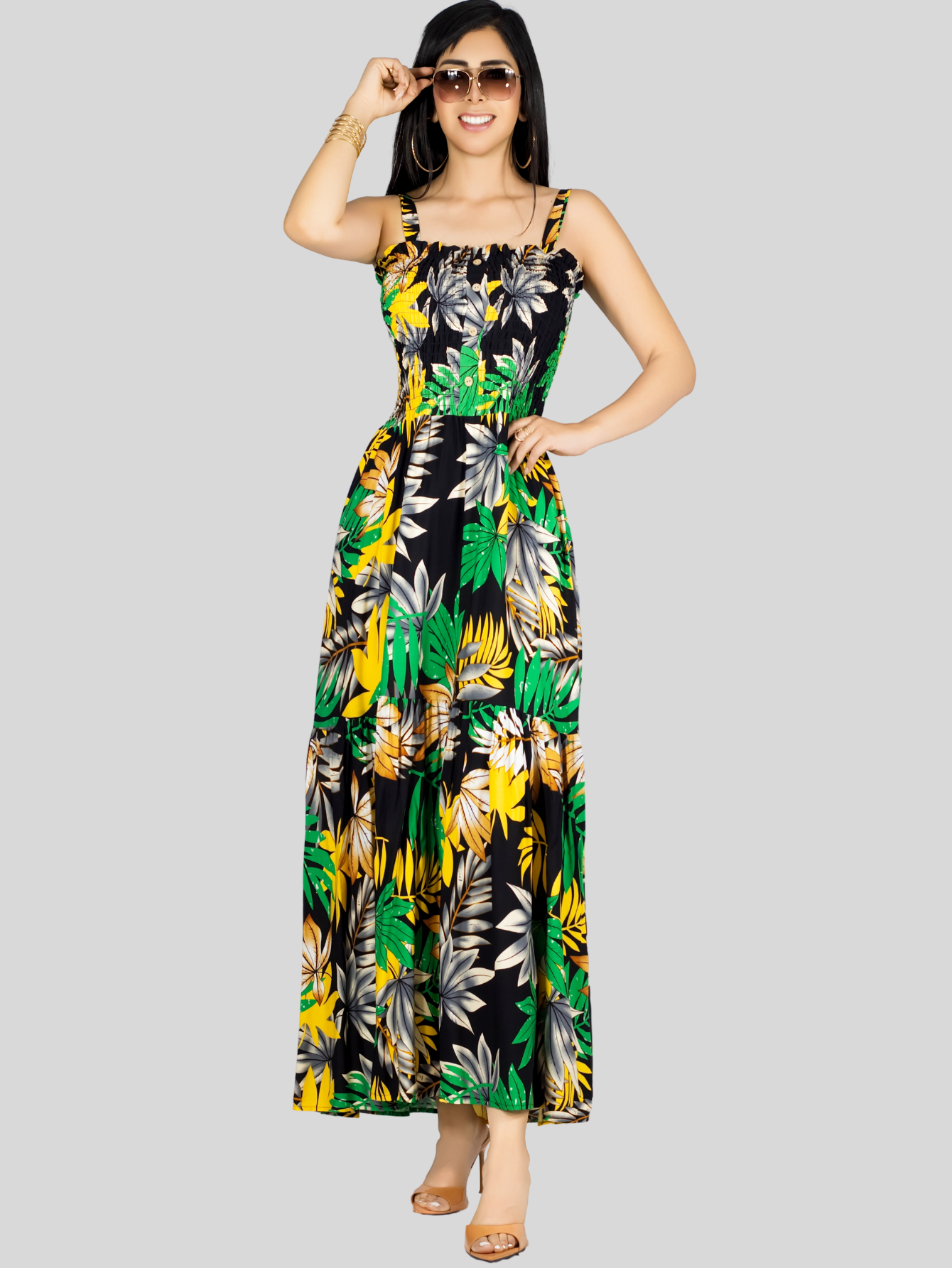 Foto 2 | Vestido Maxi Casual Mujer Ves-1016 Negro Largo Cómodo De Tirantes