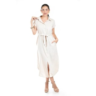 Foto 1 | Vestido Camisero De Lino Roman Fashion / Juvenil, 2107 (beige) Beige