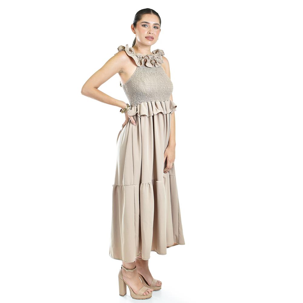 Foto 2 | Vestido Largo Con Olanes Roman Fashion/ Juvenil, 4360 (cafe) Cafe
