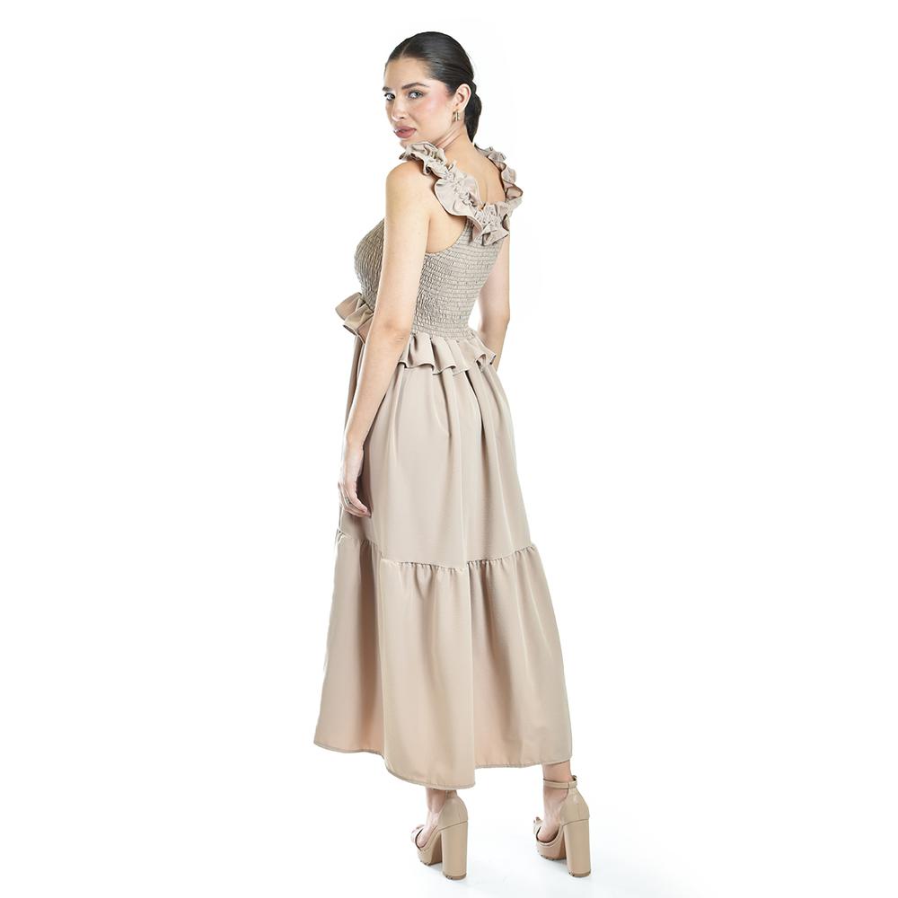 Foto 4 pulgar | Vestido Largo Con Olanes Roman Fashion/ Juvenil, 4360 (cafe) Cafe