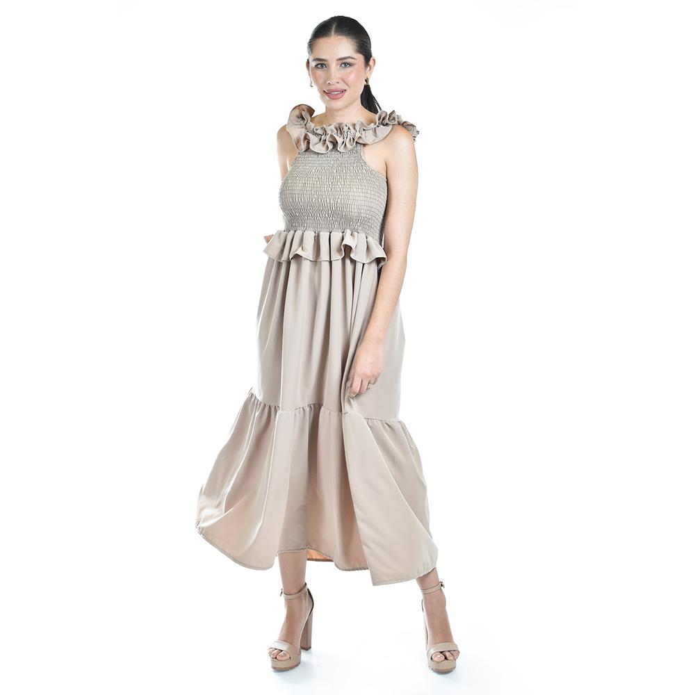 Foto 7 pulgar | Vestido Largo Con Olanes Roman Fashion/ Juvenil, 4360 (cafe) Cafe