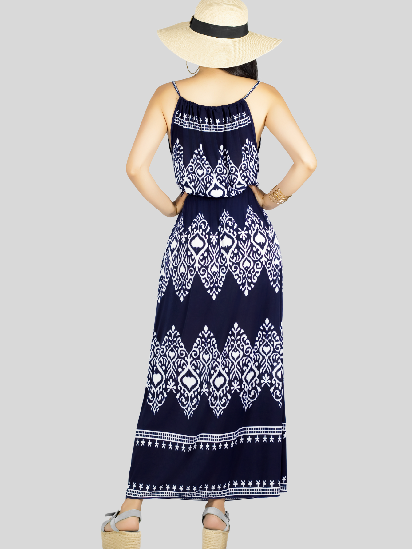 Foto 4 pulgar | Vestido Largo Casual Mujer Maxi Dres Cómodo Ves-1023 Marino Estilo Moderno