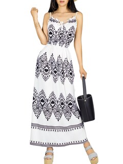 Foto 1 | Vestido Largo Casual Mujer Maxi Dres Cómodo Ves-1023 Blanco Estilo Moderno