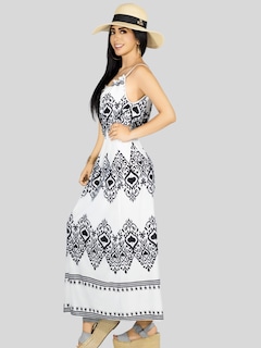 Foto 4 | Vestido Largo Casual Mujer Maxi Dres Cómodo Ves-1023 Blanco Estilo Moderno