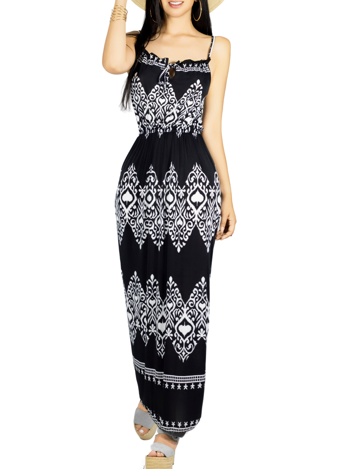 Foto 2 pulgar | Vestido Largo Casual Mujer Maxi Dres Cómodo Ves-1023 Negro Estilo Moderno