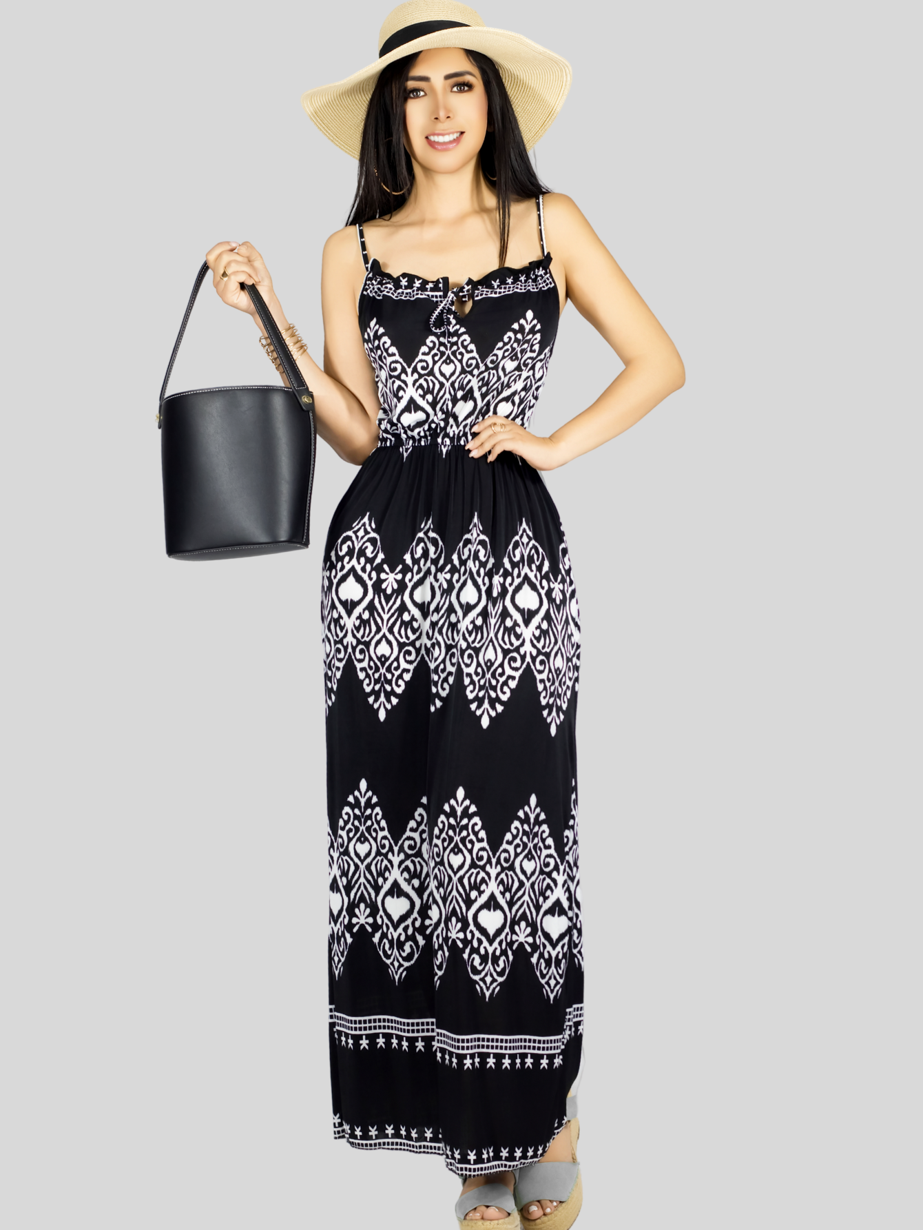Foto 3 pulgar | Vestido Largo Casual Mujer Maxi Dres Cómodo Ves-1023 Negro Estilo Moderno