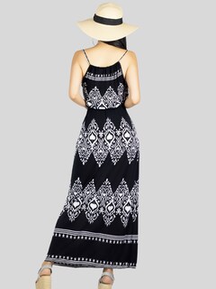 Foto 3 | Vestido Largo Casual Mujer Maxi Dres Cómodo Ves-1023 Negro Estilo Moderno