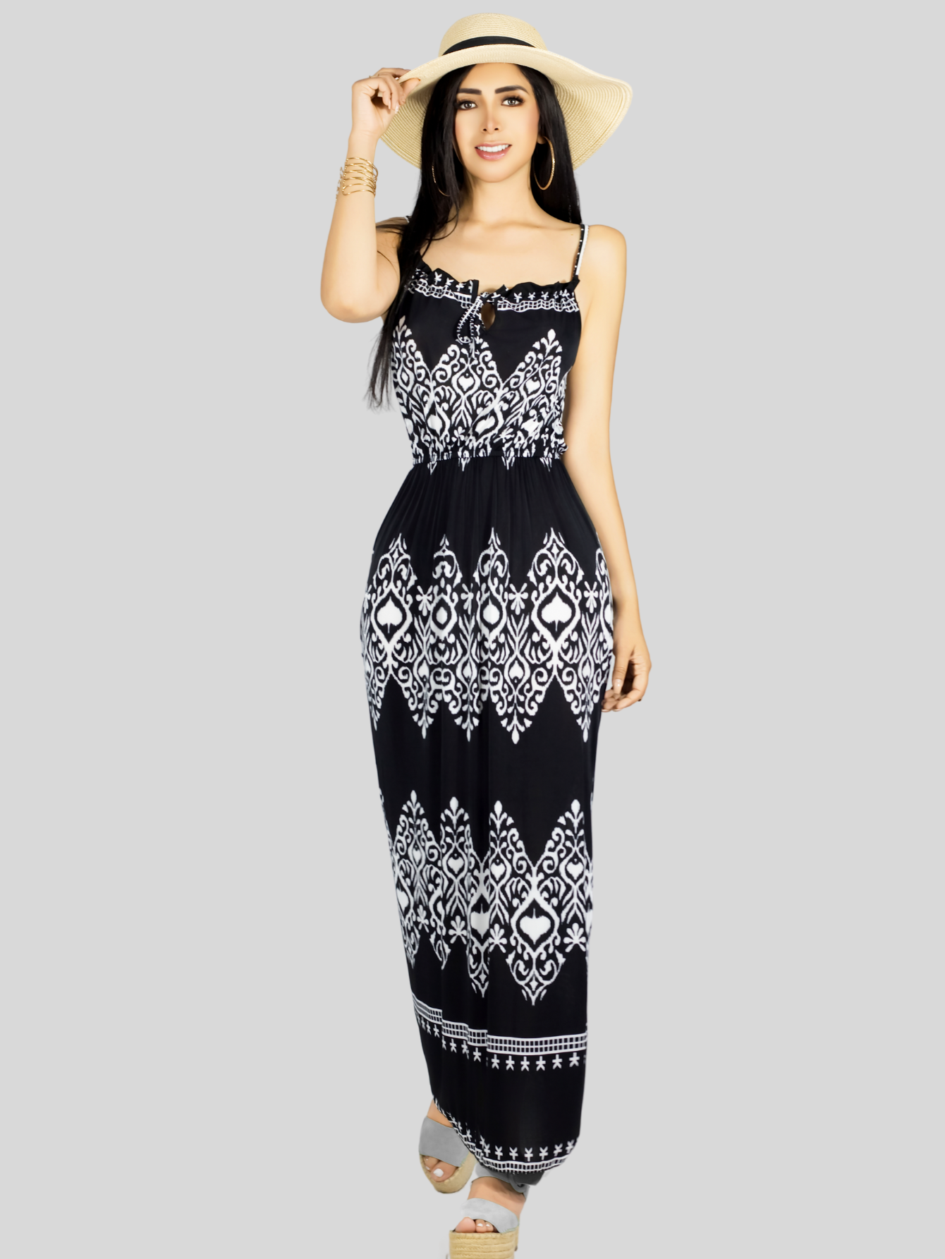 Foto 7 pulgar | Vestido Largo Casual Mujer Maxi Dres Cómodo Ves-1023 Negro Estilo Moderno