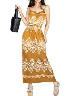 Foto 1 | Vestido Largo Casual Mujer Maxi Dres Cómodo Ves-1023 Café Estilo Moderno