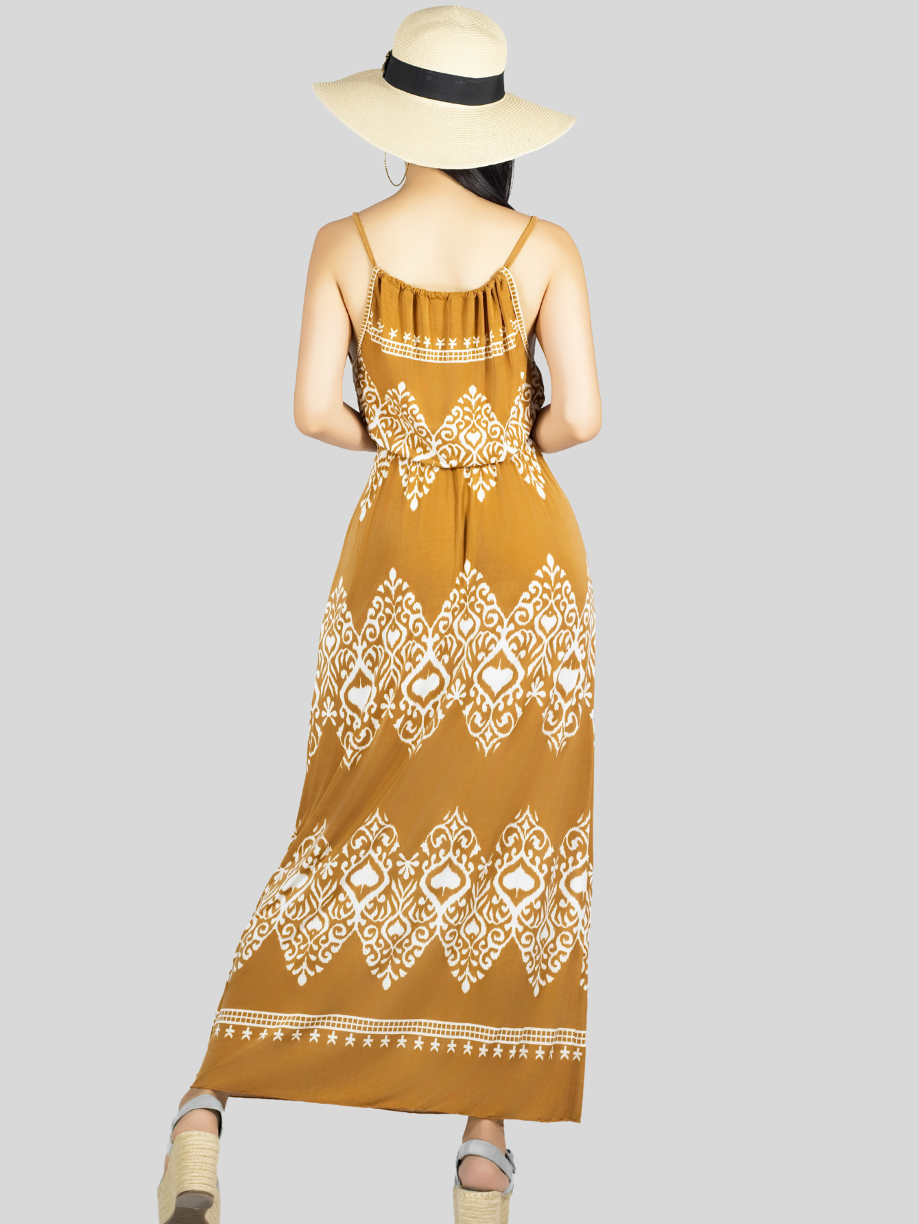 Foto 4 pulgar | Vestido Largo Casual Mujer Maxi Dres Cómodo Ves-1023 Café Estilo Moderno