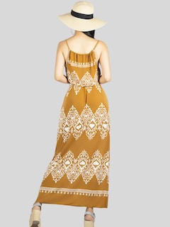 Foto 3 | Vestido Largo Casual Mujer Maxi Dres Cómodo Ves-1023 Café Estilo Moderno