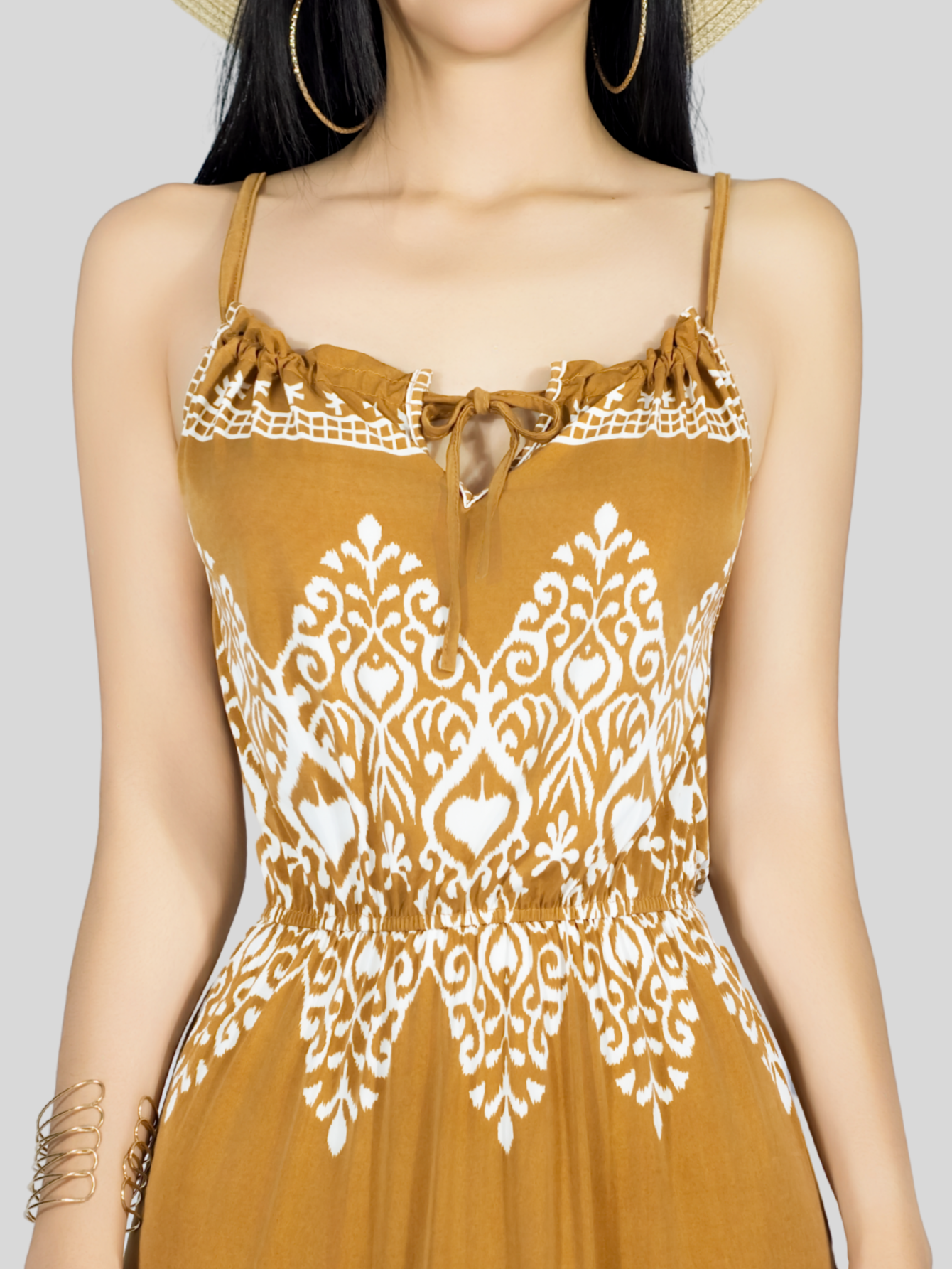 Foto 5 | Vestido Largo Casual Mujer Maxi Dres Cómodo Ves-1023 Café Estilo Moderno