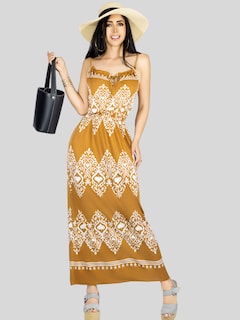 Foto 6 | Vestido Largo Casual Mujer Maxi Dres Cómodo Ves-1023 Café Estilo Moderno