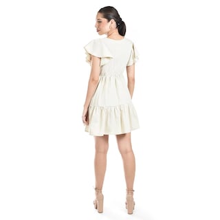 Foto 3 | Vestido De Lino Con Volantes Roman Fashion /juvenil, 4355 (beige) Beige