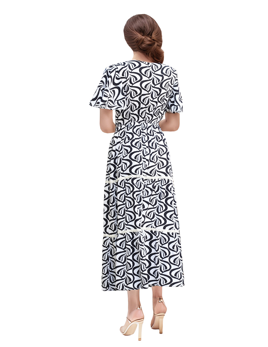Foto 4 pulgar | Vestido Casual Largo Crop Estampado Maga Corta