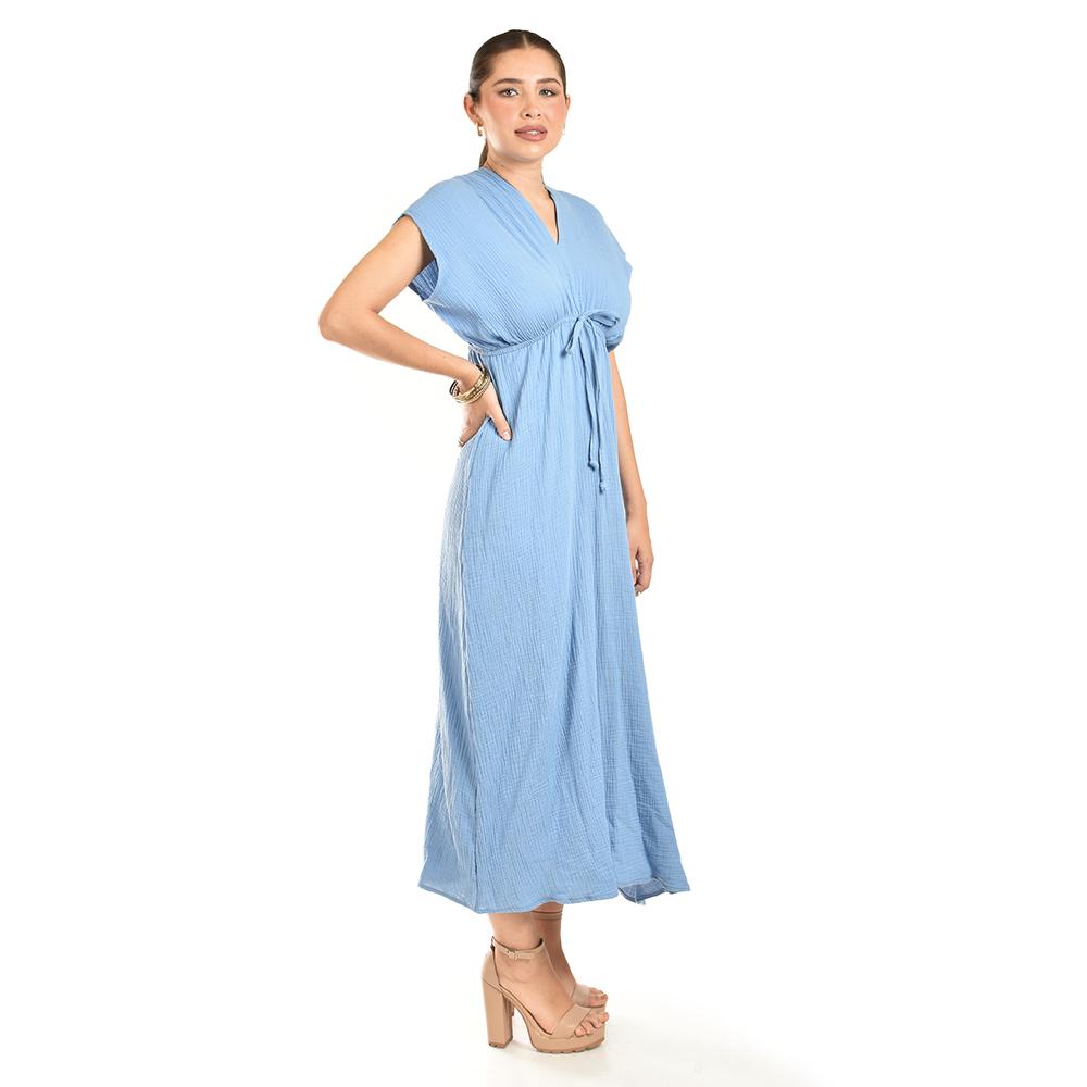 Foto 2 | Maxi Vestido De Algodon Roman Fashion /juvenil, 4365 (azul Claro) Azul