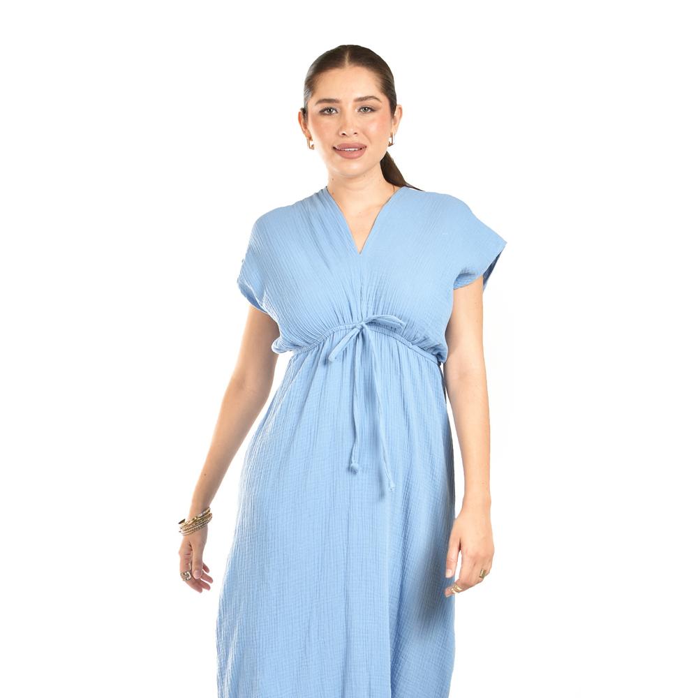 Foto 5 pulgar | Maxi Vestido De Algodon Roman Fashion /juvenil, 4365 (azul Claro) Azul