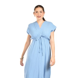 Foto 4 | Maxi Vestido De Algodon Roman Fashion /juvenil, 4365 (azul Claro) Azul