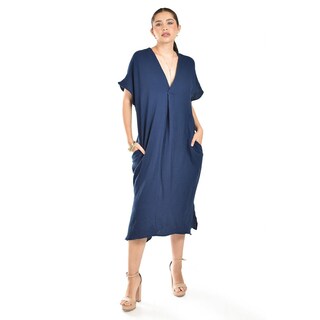Foto 1 | Vestido De Algodon Con Bolsillos Roman Fashion /juvenil, 4363 (azul Marino) Azul Marino
