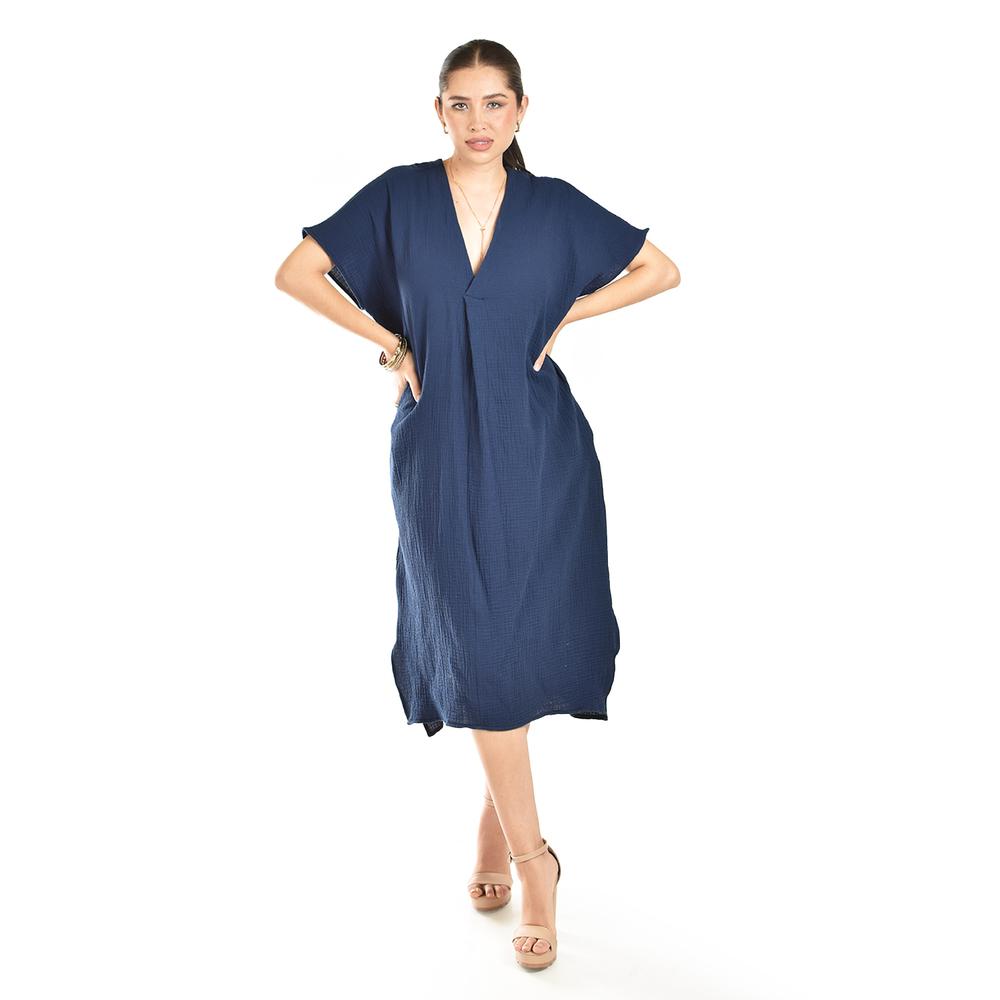 Foto 5 | Vestido De Algodon Con Bolsillos Roman Fashion /juvenil, 4363 (azul Marino) Azul Marino
