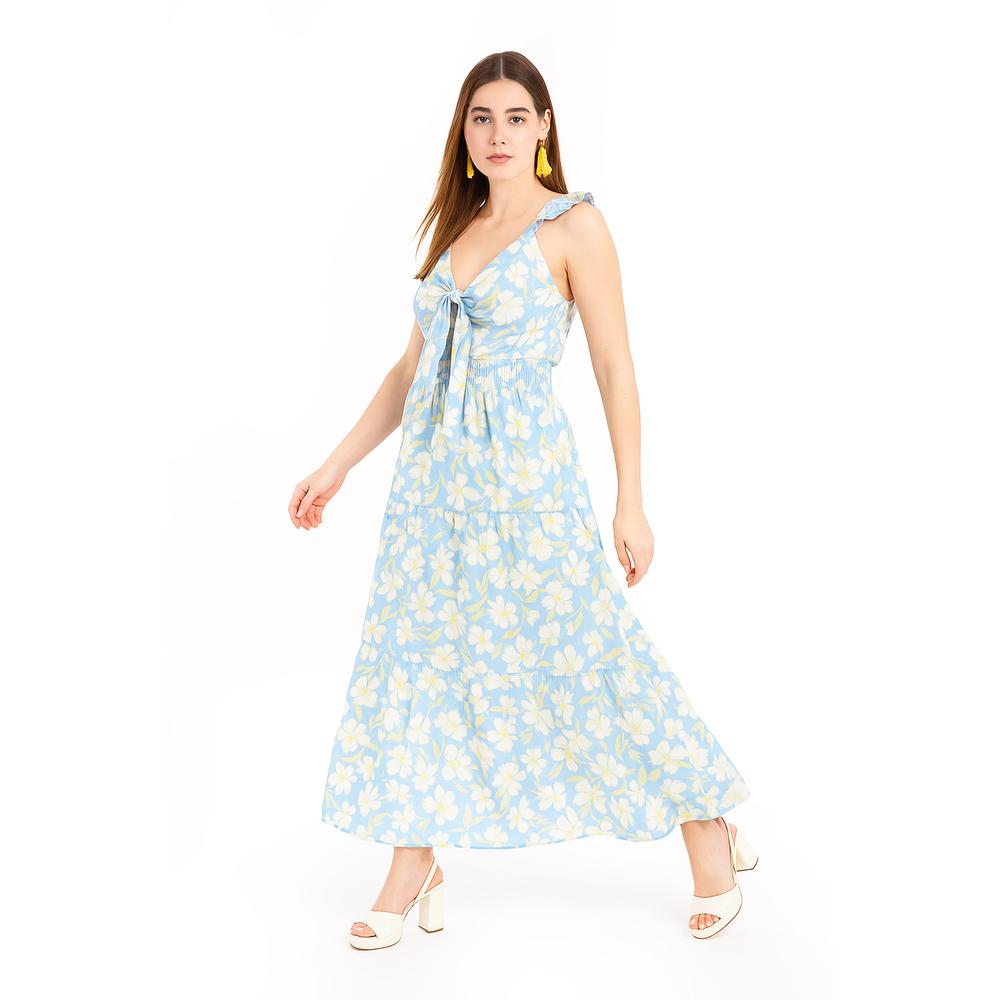 Foto 2 | Maxi Vestido Floreado Roman Fashion / Juvenil, 4335 (azul Cielo) Azul Cielo