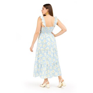 Foto 3 | Maxi Vestido Floreado Roman Fashion / Juvenil, 4335 (azul Cielo) Azul Cielo