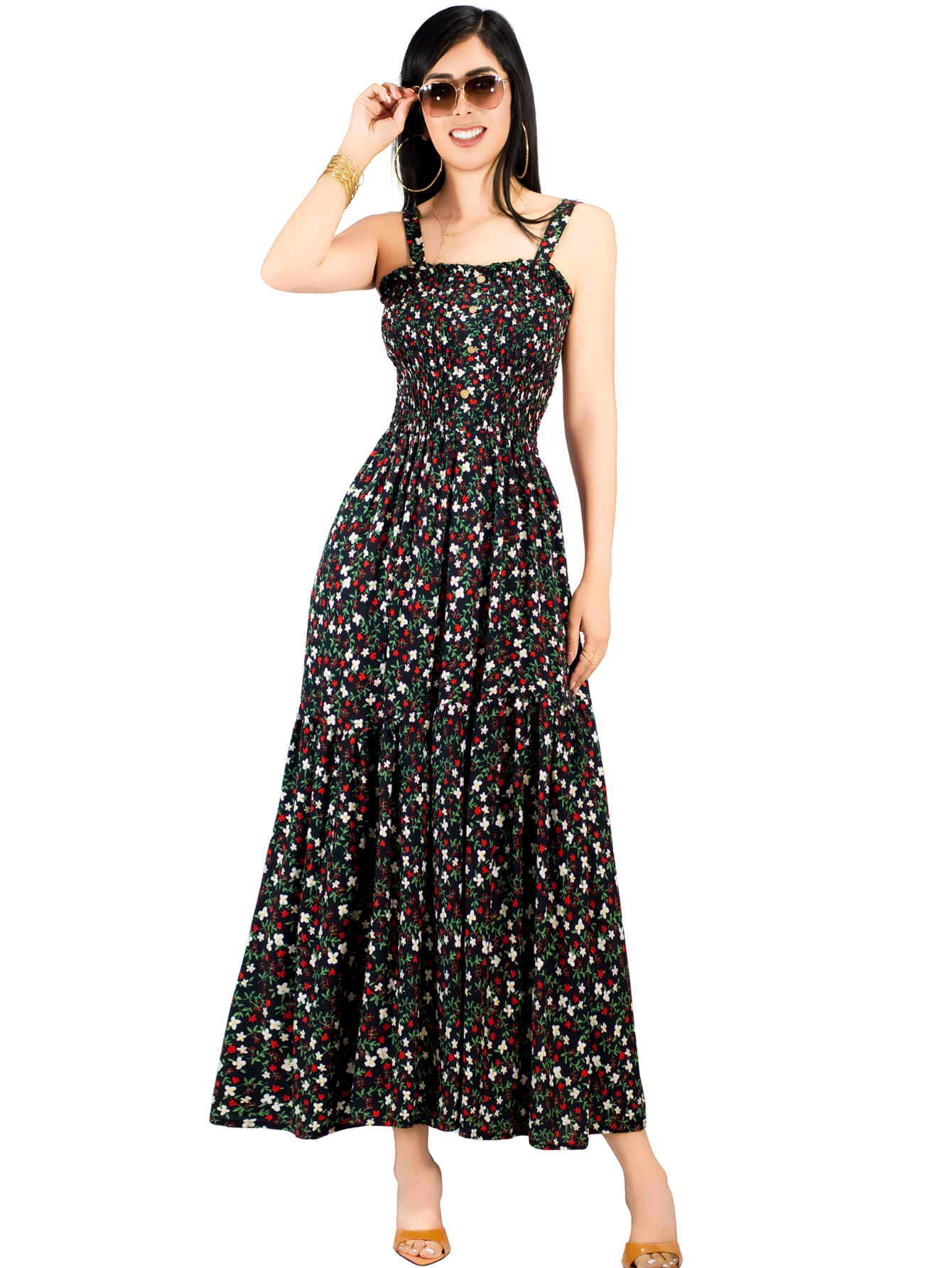 Foto 1 | Vestido Maxi Casual Mujer Largo Ves-1027 Negro Cómodo De Tirantes