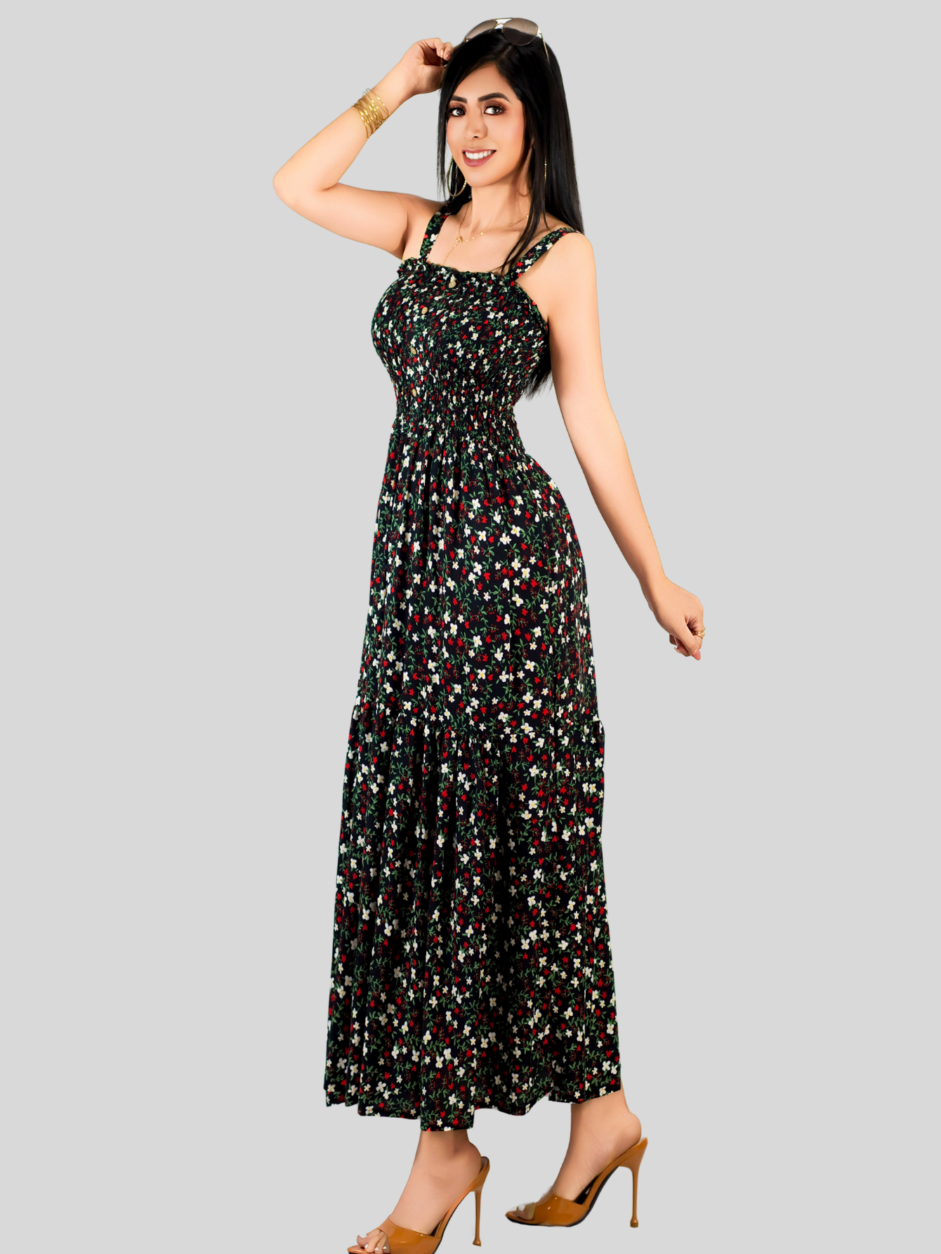 Foto 2 | Vestido Maxi Casual Mujer Largo Ves-1027 Negro Cómodo De Tirantes