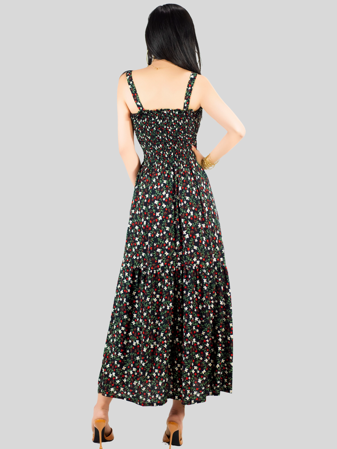 Foto 3 | Vestido Maxi Casual Mujer Largo Ves-1027 Negro Cómodo De Tirantes