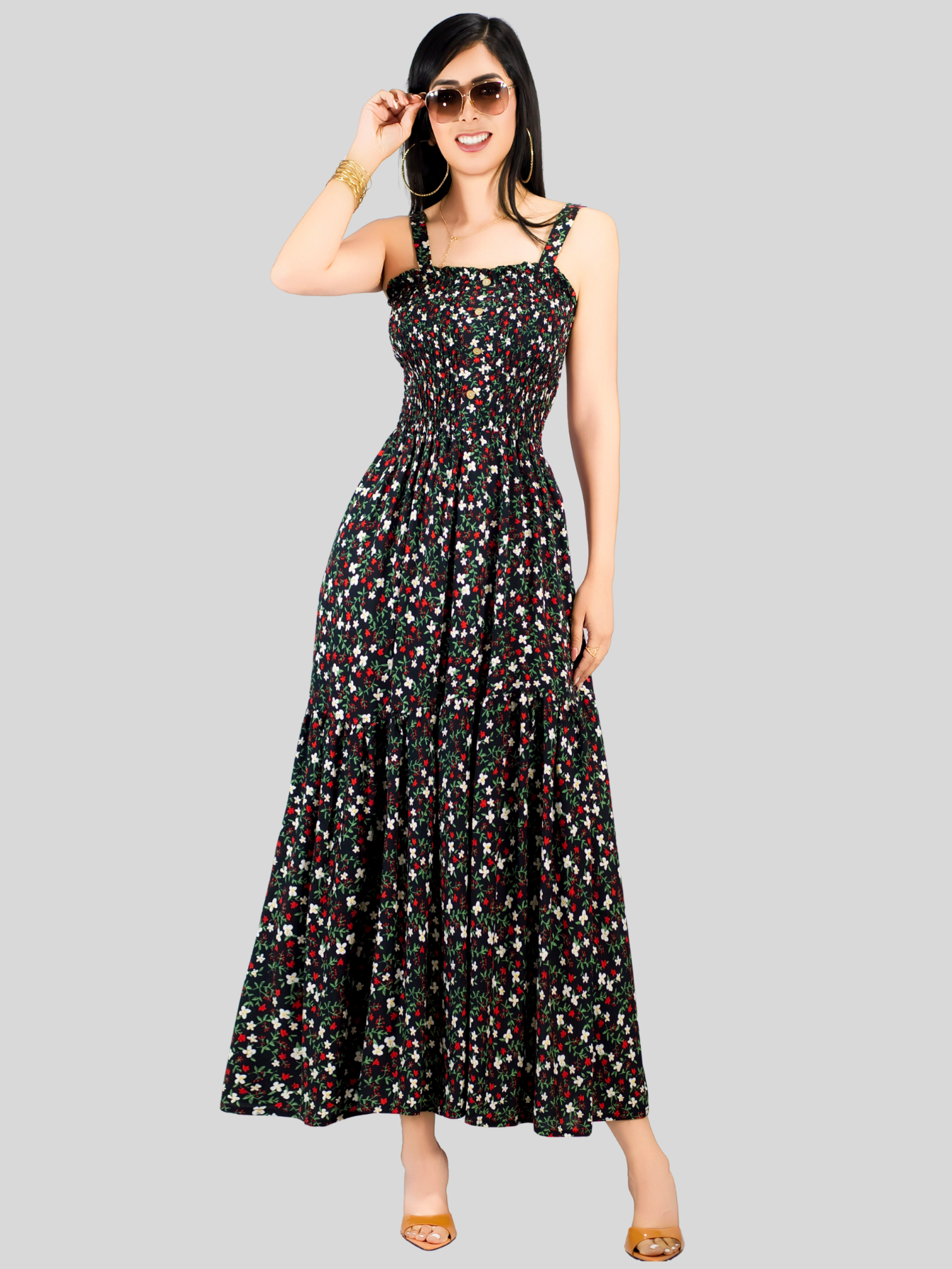 Foto 5 pulgar | Vestido Maxi Casual Mujer Largo Ves-1027 Negro Cómodo De Tirantes