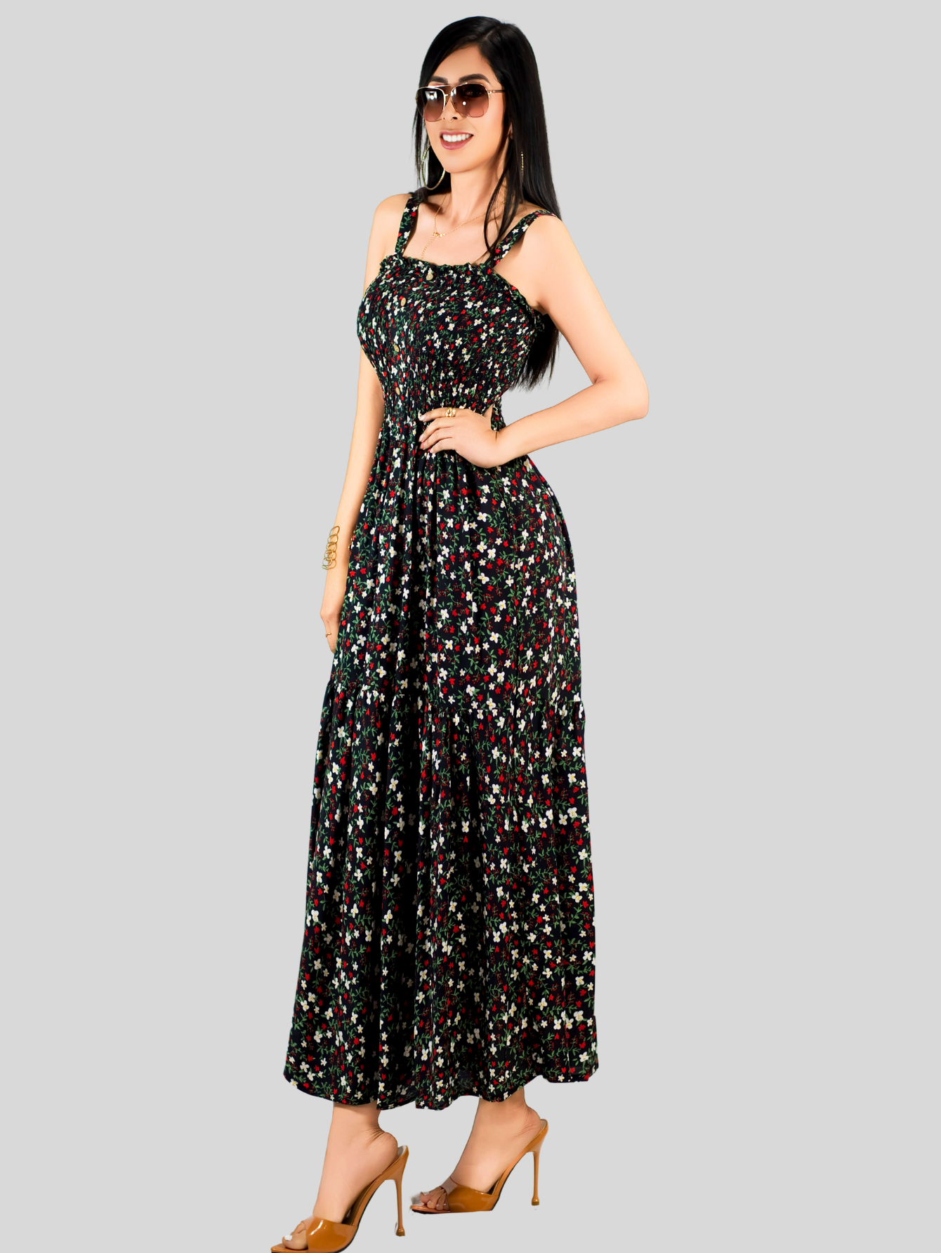 Foto 6 pulgar | Vestido Maxi Casual Mujer Largo Ves-1027 Negro Cómodo De Tirantes