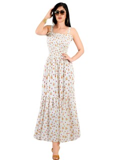 Foto 1 | Vestido Maxi Casual Mujer Largo Ves-1027 Blanco D1 Cómodo De Tirantes