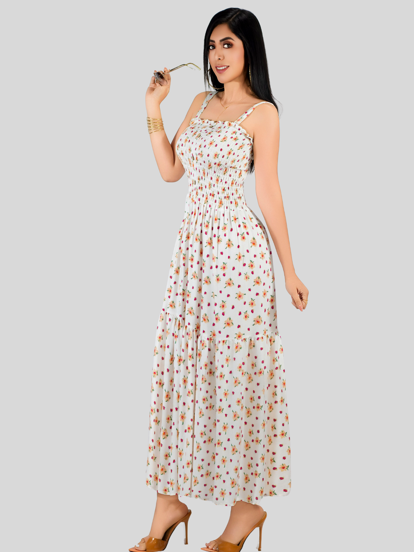 Foto 5 | Vestido Maxi Casual Mujer Largo Ves-1027 Blanco D1 Cómodo De Tirantes