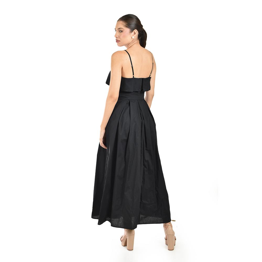 Foto 4 pulgar | Vestido Largo Con Cinto Roman Fashion /juvenil  14116 (negro) Negro