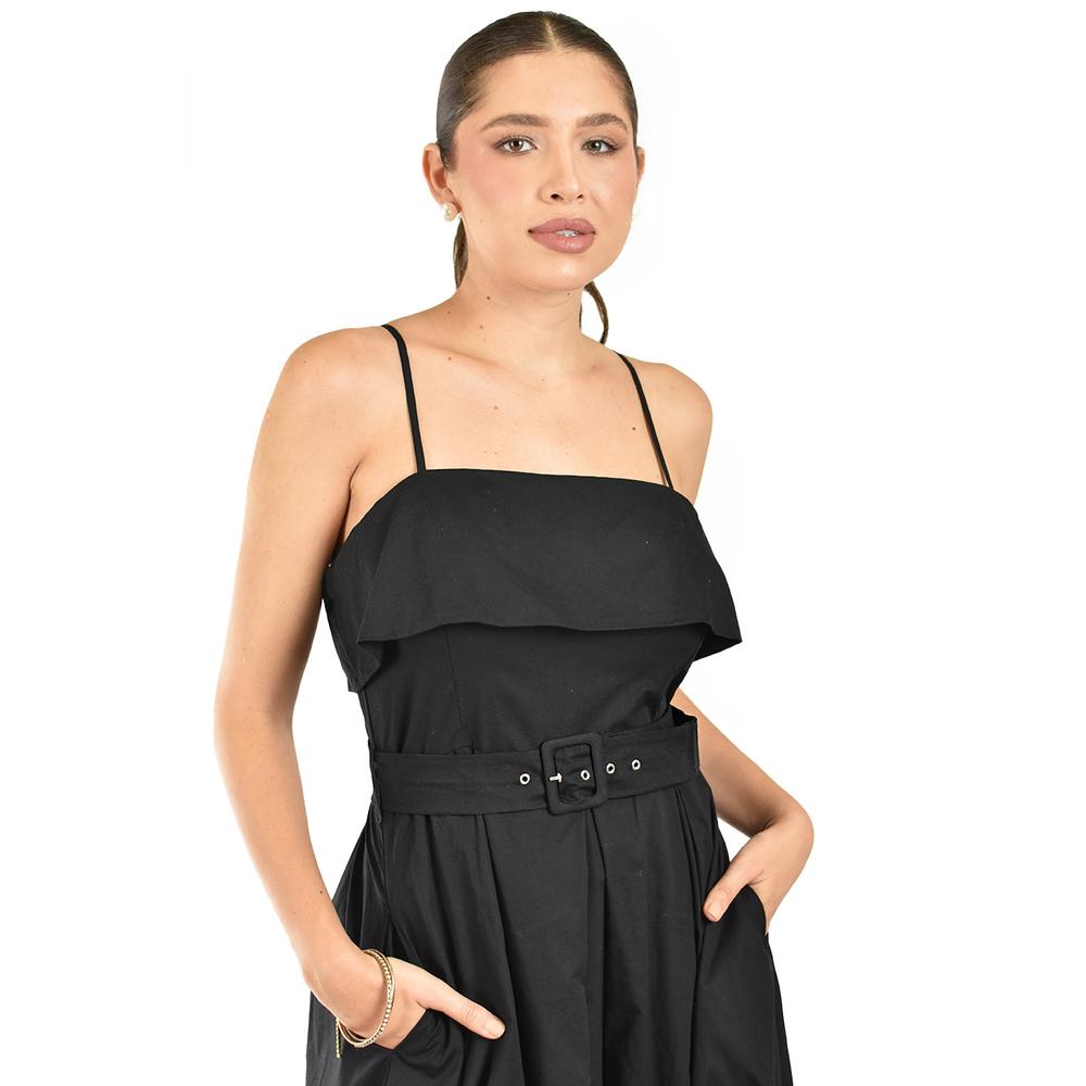 Foto 5 pulgar | Vestido Largo Con Cinto Roman Fashion /juvenil  14116 (negro) Negro