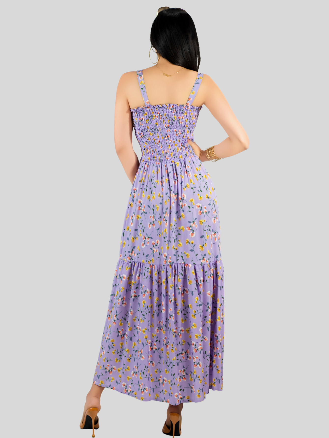 Foto 4 pulgar | Vestido Maxi Casual Mujer Largo Ves-1027 Lila Cómodo De Tirantes
