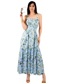 Foto 1 | Vestido Maxi Casual Mujer Largo Ves-1027 Azul Claro Cómodo De Tirantes