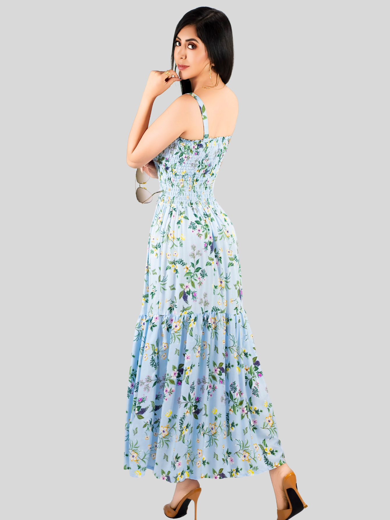 Foto 4 pulgar | Vestido Maxi Casual Mujer Largo Ves-1027 Azul Claro Cómodo De Tirantes