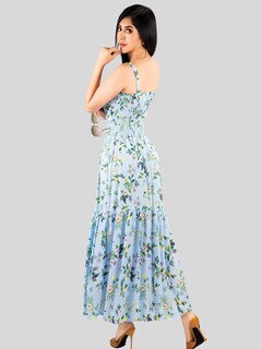 Foto 3 | Vestido Maxi Casual Mujer Largo Ves-1027 Azul Claro Cómodo De Tirantes