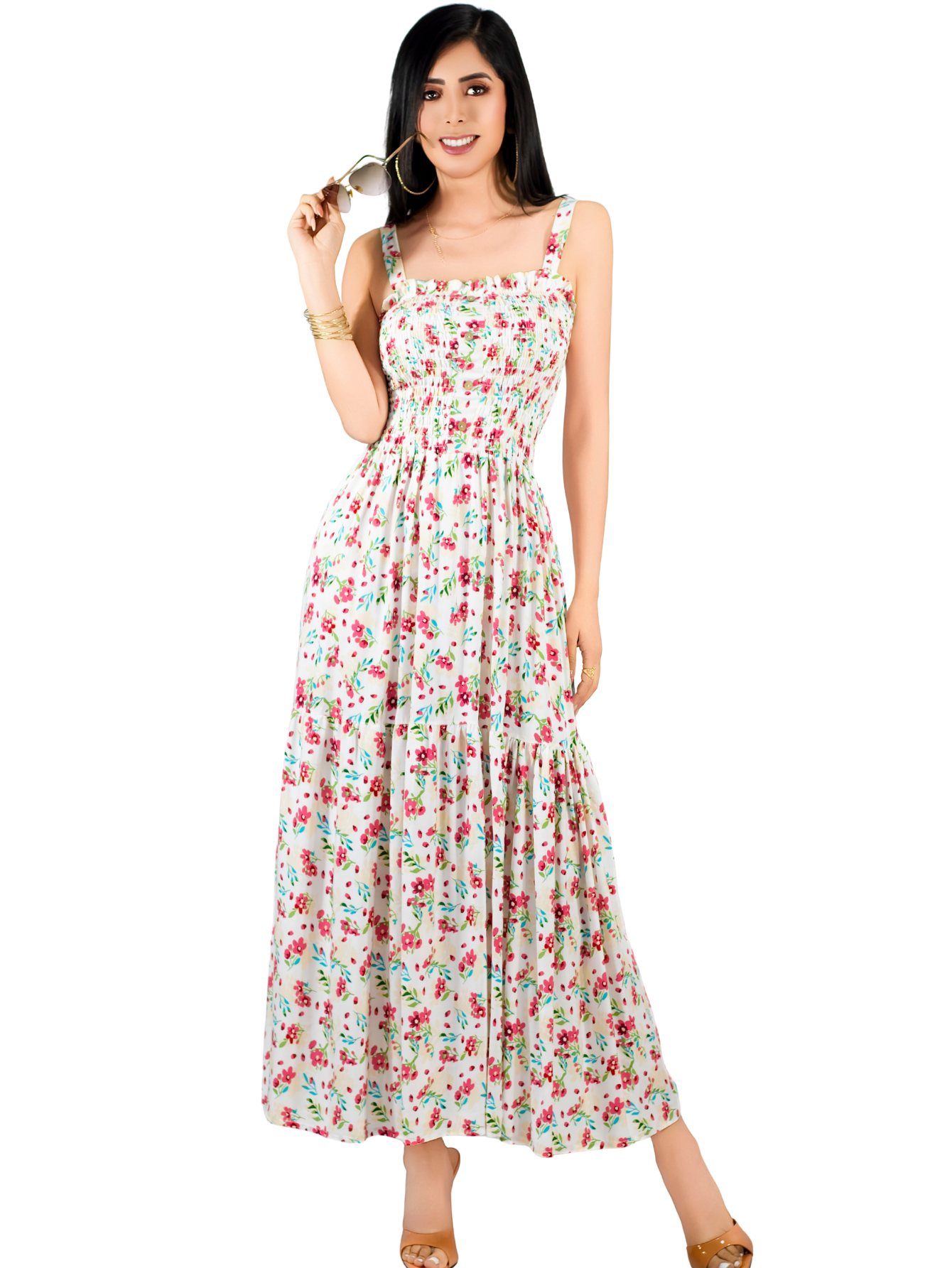Foto 2 pulgar | Vestido Maxi Casual Mujer Largo Ves-1027 Blanco D2 Cómodo De Tirantes